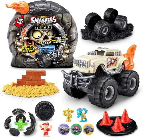 Smashers ZURU Camión Monstruo Sorpresa (Camión Calavera) para Niños con 25 Sorpresas Camión Monstruo Coleccionable Sorpresa Smash Slime Arena