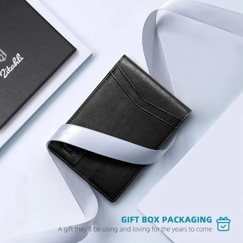 Miniatura 27 de Zitahli - Billetera delgada con 12 ranuras para tarjetas, ventana de identificación con clip para dinero, bolsillo frontal RFID plegable, pequeña