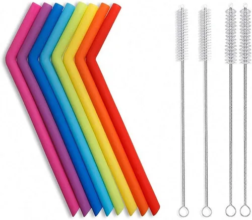 Miniatura 15 de 7 popotes de metal para beber con 2 cepillos de limpieza de 8.5 pulgadas, cuchara de barra reutilizable para café helado, bebida congelada, batidos