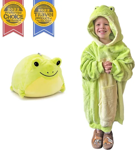 Miniatura 6 de Manta con capucha - Manta con capucha para niños - Manta portátil para niños - Almohada de felpa Rana