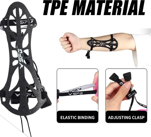 Miniatura 7 de SPG Protector de brazo de tiro con arco, ajustable, profesional, protector de antebrazo, para adultos, jóvenes, hombres, mujeres, competición, tiro