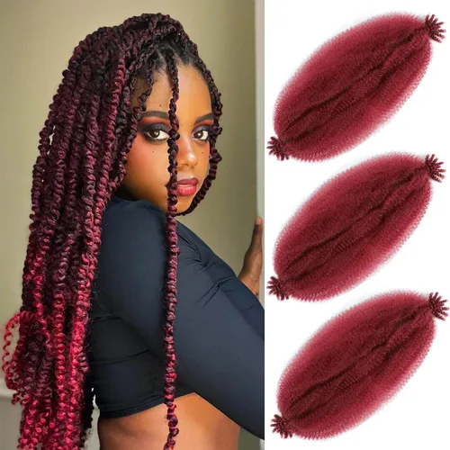 Miniatura 54 de Cabello afro elástico y trenzado de 30 pulgadas 2 paquetes, cabello preesponjado y trenzado elástico pre-estirado para extensiones de cabello suave