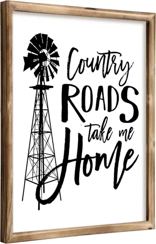 Miniatura 9 de Letrero de Country Roads Take Me Home, arte de pared de madera rústica con gancho de metal, letrero familiar de granja para sala de estar, música