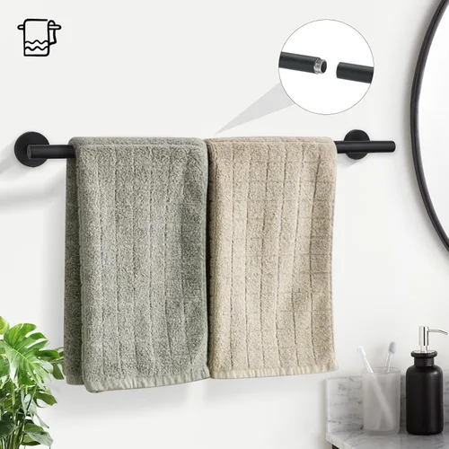 Miniatura 2 de TURS Juego de accesorios de baño negro mate 5 piezas, juego de barra de toalla de baño de acero inoxidable SUS304, kit de accesorios de baño de 24