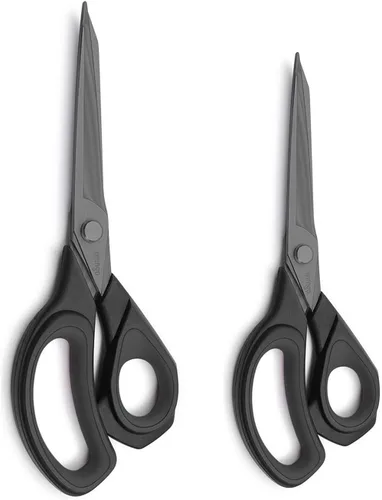 LIVINGO Paquete de 2 Tijeras de Costura para Tela: Tijeras de Sastrería y Vestir de Corte Fuerte y Preciso con Revestimiento de Titanio para Todo