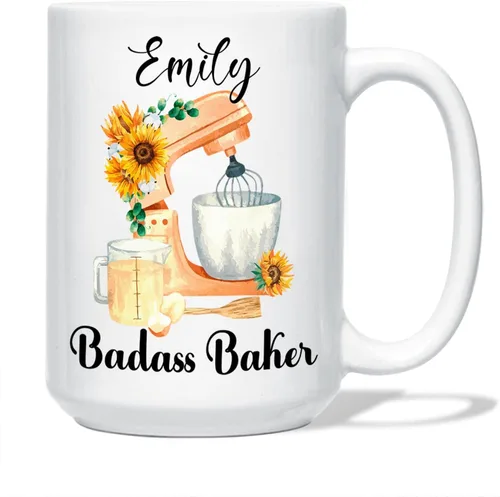 Taza de café para panadero, regalos de panadero, taza de café Badass Baker personalizada, taza de regalo con nombre personalizado para panadero,