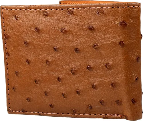 Miniatura 2 de Paquete Exótico Cuero Genuino Avestruz Cinturón y Cartera Color Coñac