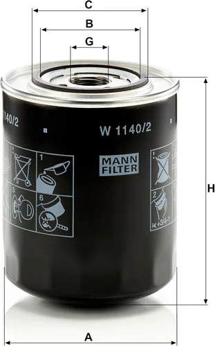Miniatura 2 de Mann Filter Filtro de aceite giratorio W1140/2