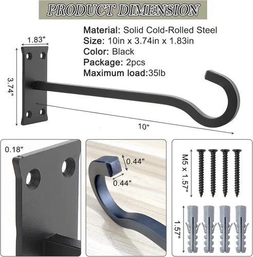 Miniatura 41 de QIEGL Soporte colgante para plantas de 6 pulgadas, gancho de metal para plantas, gancho de pastor decorativo para colgar linternas, comedero