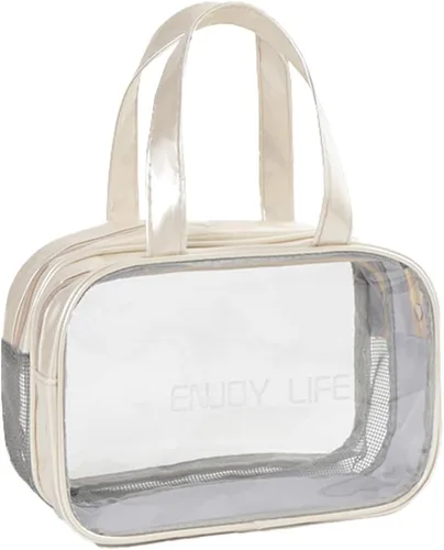 Miniatura 3 de Neceser de viaje, bolsa de aseo transparente con asa, bolsa de maquillaje impermeable para playa, viajes, gimnasio, Negro