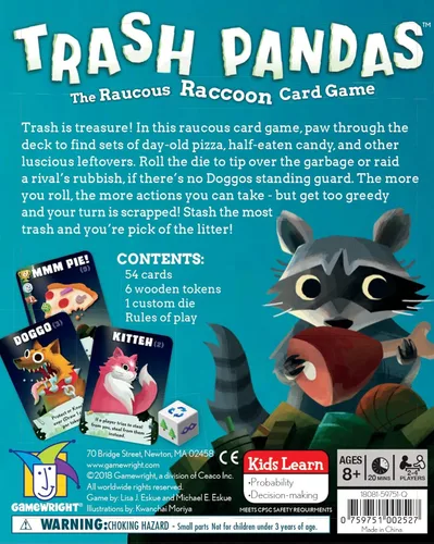 Miniatura 4 de Gamewright - Trash Pandas - Juego de cartas The Raucous Raccoon Push-Your-Lucke, a partir de 8 años, 2-4 jugadores