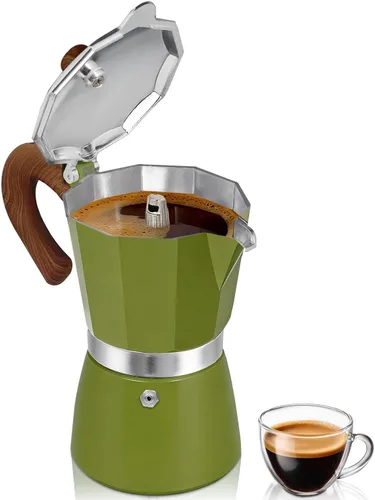Miniatura 13 de Cafetera de café para estufa, cafetera de expreso de 3 tazas, olla de moka de aluminio, percolador de 5 oz 150 ml, fácil de preparar para estufas