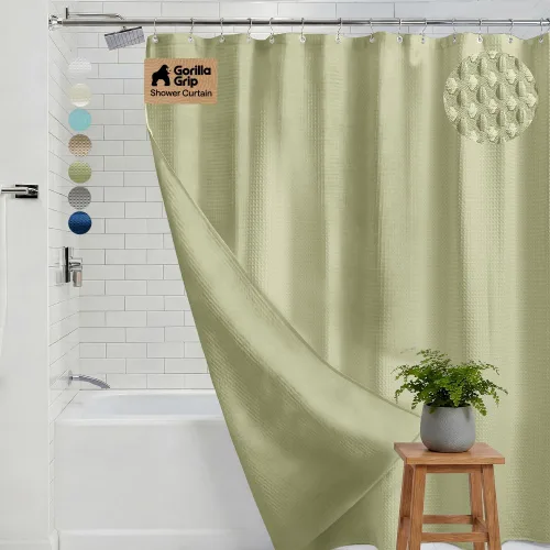 Miniatura 11 de GORILLA GRIP - Cortina para regadera de gofre, tela gruesa y con peso, 72 x 78 pulgadas, resistente a arrugas y óxido, diseño clásico de calidad