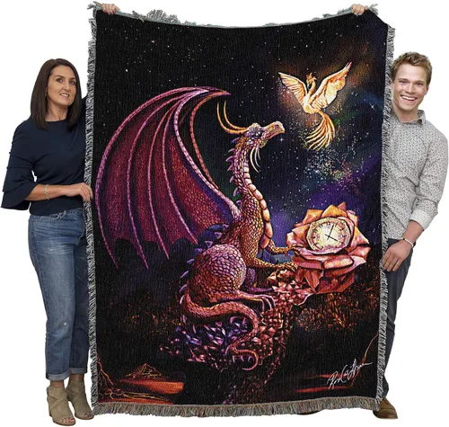 Miniatura 26 de Pure Country Weavers Rose Khan - Manta con diseño de dragón del tiempo de amatista tejida de algodón, hecha en los Estados Unidos (72 x 54 pulgadas)