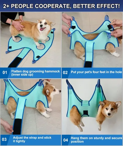 Miniatura 4 de Kkiimatt Hamaca de aseo para perros, soporte de arnés colgante para perro mediano para cortar uñas, hamaca de corte de uñas, bolsa de sujeción