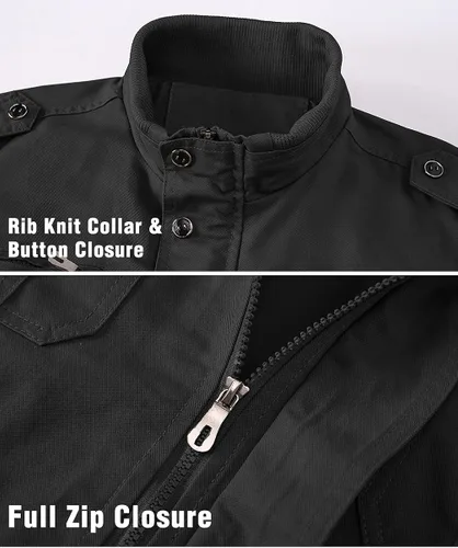 Miniatura 3 de HJWWIN Chaqueta militar de algodón para hombre, chaqueta tipo bomber con múltiples bolsillos