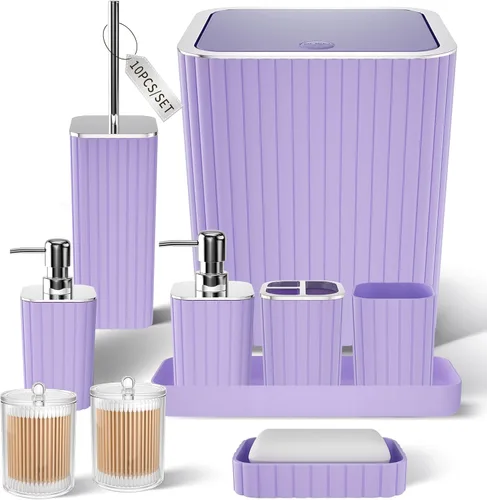 Miniatura 30 de XLHOMO Bathroom Set- 25PC Beige Bathroom Set, Bathroom Set with Shower Curtain and Rugs, Beige Shower Curtain Set, Toilet Brush, Bathroom Trash Can