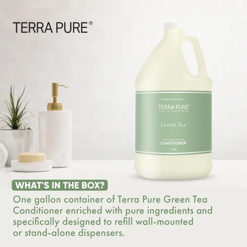 Miniatura 2 de Terra Pure Acondicionador de hotel de té verde 1 galón para hotelería y alquileres vacacionales para rellenar dispensadores (un galón)