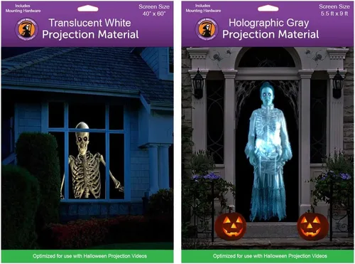 Pantalla de proyección trasera holográfica con accesorios de montaje para proyectar videos de Halloween (5 x 9 pies y 40 x 60 pulgadas)