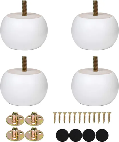 Miniatura 7 de Maricome Patas de Moño Negras de 2 Pulgadas para Muebles Juego de 4 Patas Redondas de Sofá Otomano con Perno M8 Preperforado
