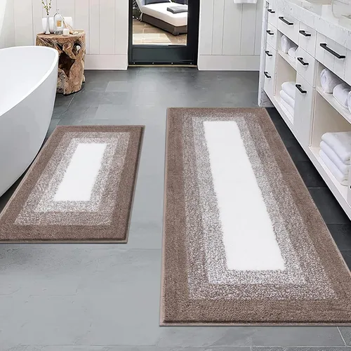 Miniatura 23 de Juegos de alfombras de baño de 3 piezas, alfombras de baño antideslizantes absorbentes, alfombras de baño de felpa extra suaves y esponjosas