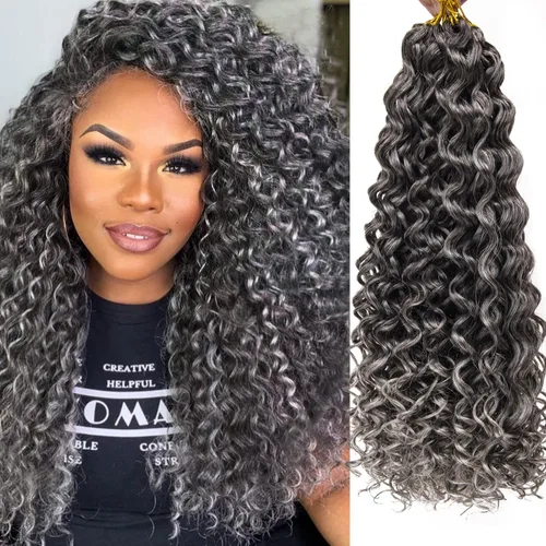 Miniatura 23 de 8 Paquetes de Cabello Rizado con Ganchillo GoGo, Cabello Rizado con Ganchillo para Mujeres Negras, Trenzado de Onda Profunda, Cabello Sintético
