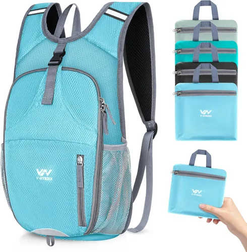 Miniatura 10 de Mochila de senderismo plegable de 15 L, ligera, plegable, impermeable, lavable a máquina, con correa para el pecho, paquete plegable pequeño