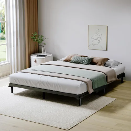 Miniatura 5 de SHLAND Base para somier Queen de 2 pulgadas de perfil bajo, láminas de cama de montaje fácil, estructura metálica resistente, base de apoyo para 2