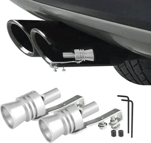 Miniatura 9 de 2 piezas de silbato turbo para coche, silbato turbo universal de aleación de aluminio, silbato de tubo de escape de sonido turbo de aleación de Negro