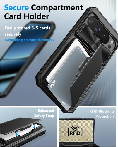 Miniatura 3 de ATATOO Funda tipo cartera para Google Pixel 10 Pro XL, tarjetero integrado (3-5 tarjetas) [bloqueo RFID] y cubierta de cámara deslizante, protección