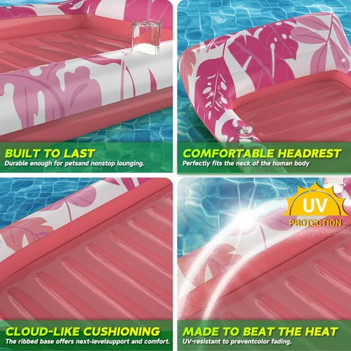 Miniatura 5 de CACSPS Flotadores inflables de piscina para adultos, sillas flotantes con portavasos, flotadores de piscina resistentes para diversión acuática