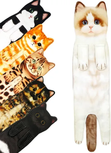 Miniatura 26 de PAT JUUMG - Toallas graciosas de mano con forma de gato para decoración de baño y cocina, toallas decorativas colgantes para la cara, súper