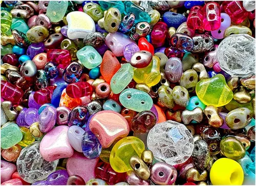 Miniatura 22 de 2.29 oz (65 g) Mezcla Exclusiva de Abalorios de Vidrio Checo Multicolor, Sueños de Ámbar, Abalorios de Vidrio Checo
