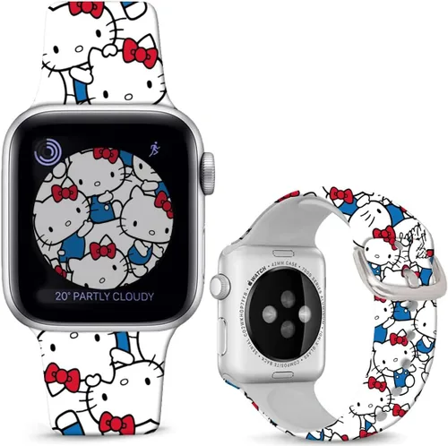 Compatible con Apple Watch Band Hello Ki Sweet Blue de 1.929 in/1.811 in/1.772 in/1.732 in/1.654 in (Serie 3 2 1) Correa de silicona suave, bonita y