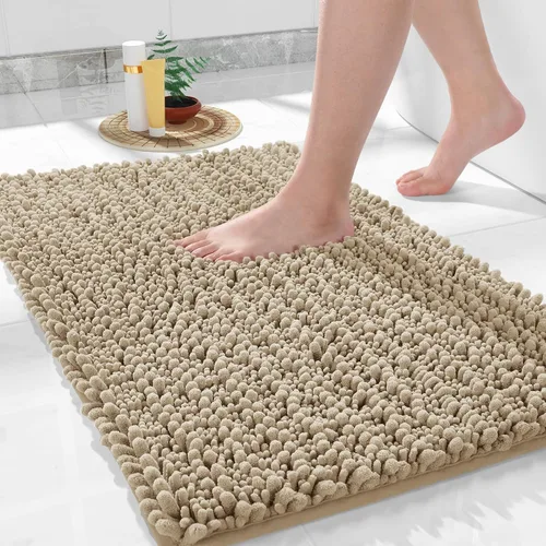 Miniatura 31 de Yimobra Alfombras de Baño Antideslizantes Lavables - Alfombra de Baño de Chenilla Ultra Suave Absorbente, Alfombra Peluda de Secado Rápido para Negro