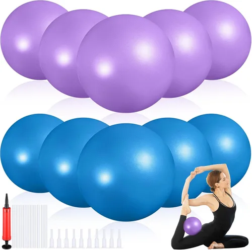 Miniatura 8 de Aoriher 10 pelotas pequeñas de pilates, de 9 pulgadas, mini pelotas de yoga antiestallidos y antideslizantes para estabilidad, fitness, terapia