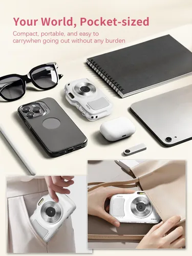Miniatura 9 de Cámara digital True 64MP 4K - Enfoque automático de zoom de 16X, con modo belleza y macro, tarjeta TF de 32 GB, cámaras portátiles compactas