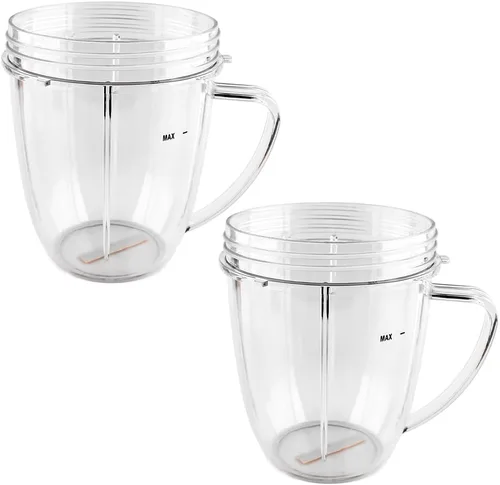 Anbige Vasos de 18 onzas con piezas de repuesto de asa, compatibles con Nutribullet de 600 W y 900 W (2 tazas de 18 onzas con asa)