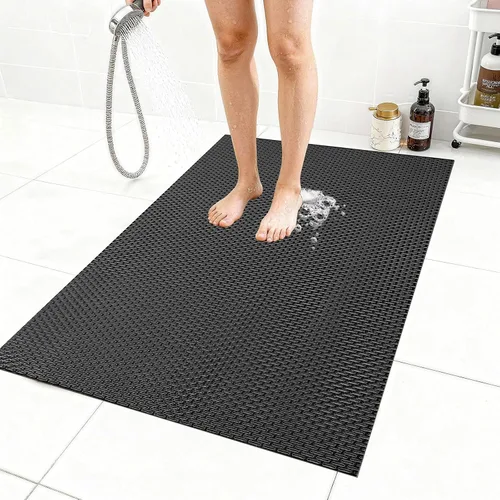 Miniatura 23 de Alfombrilla de ducha extra grande antideslizante, alfombrilla de baño de PVC de secado rápido y para bañera, diseño con agujeros de drenaje
