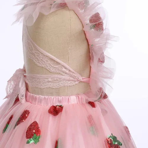 Miniatura 5 de Vestido para sesión de fotos de fiesta de cumpleaños con espalda descubierta para bebé, niña, mariposa, fresa, volantes, princesa, pastel, fiesta
