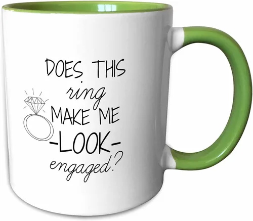 3dRose Taza de café, tamaño – 11 oz – ¿Este anillo me hace mirar comprometido negro con fondo blanco divertido dicho – divertido regalo de taza de
