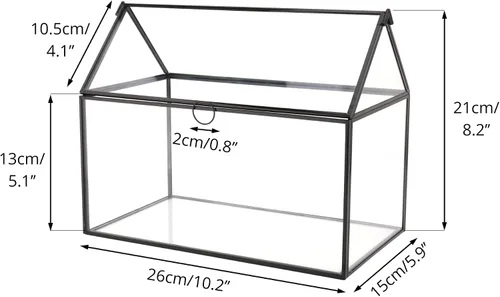 Miniatura 3 de NCYP - Caja de tarjetas de vidrio con tapa para micro boda, cumpleaños, recepción de fiesta, 10.2 x 5.9 x 8.2 pulgadas, tarjetero con forma de casa