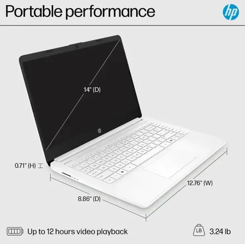 Miniatura 9 de HP 2025 Laptop estudiantil de 14 pulgadas, pantalla HD, Intel Celeron N4500, RAM 4G, 64 GB eMMC, WiFi 6, 1 año Office 365, Windows 11 Home, plata
