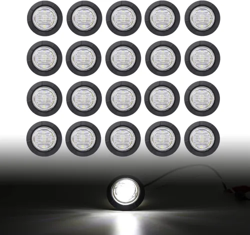 Miniatura 13 de TMH Luces marcadoras laterales redondas de 1-1/4 pulgadas, 6 luces LED de bala blanca, luces marcadoras LED de remolque, montaje en superficie