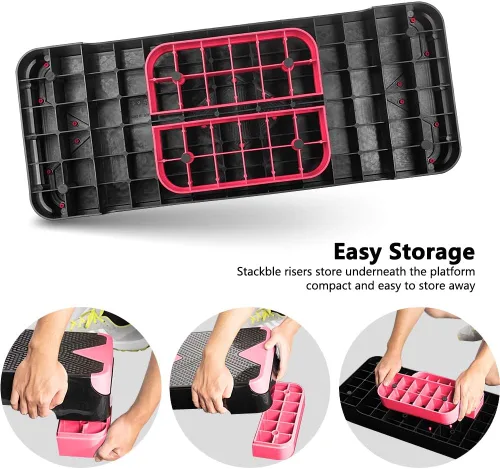 Miniatura 3 de GYMMAGE Stepper aeróbico de entrenamiento ajustable, plataforma de ejercicios aeróbicos con 2 elevadores, plataforma de ejercicios para fitness