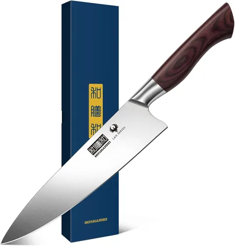 Miniatura 8 de HOSHANHO Santoku - Cuchillo de cocina profesional de acero inoxidable de alto carbono de 7 pulgadas, cuchillo de cocina súper afilado con mango