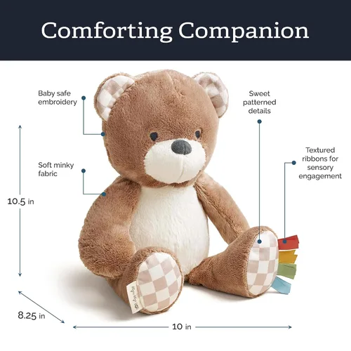 Miniatura 4 de Itzy Ritzy Snuggles Juguete de Peluche – Animal de Peluche Suave para Bebés, Niños y Adultos – Cintas Sensoriales y Telas Texturizadas para Juego