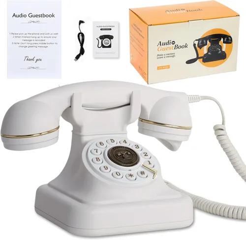 Miniatura 15 de Libro de invitados de audio, teléfono de boda, graba mensajes de audio personalizados con libro de invitados retro para boda, fiesta de cumpleaños