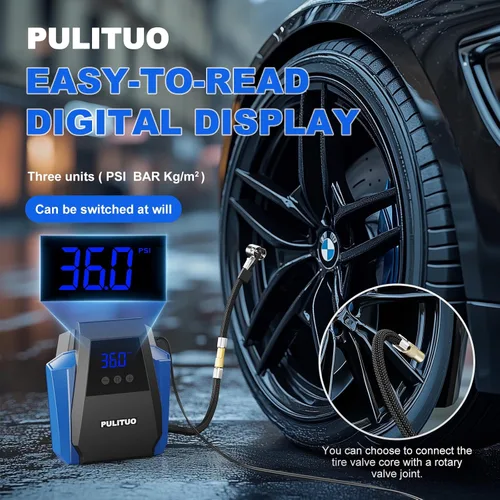 Miniatura 2 de PULITUO Compresor de aire portátil para inflador de neumáticos, accesorios de automóvil, bomba de aire de 12 V CC para neumáticos de automóvil