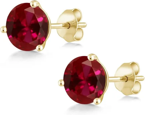 Miniatura 166 de Gem Stone King Aretes de oro de 14 quilates, 0.236 in, piedra natal redonda, Martini, 3 puntas, aretes de oro para mujer